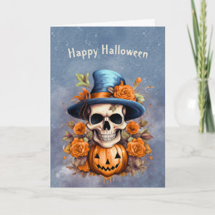 Carte Roses Citrouilles du crâne d'Halloween