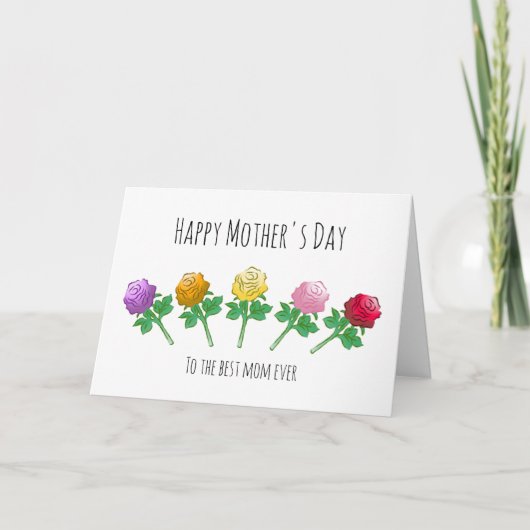 Carte Roses colorées pour la meilleure mère (Devant)