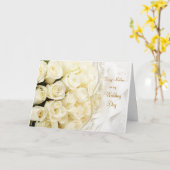 Carte Roses crème blanches. Merci Mère pour mon mariage (Fleur jaune)