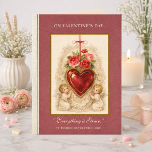 Carte Roses d'anges de la Saint-Thérèse Cœur Croix de la