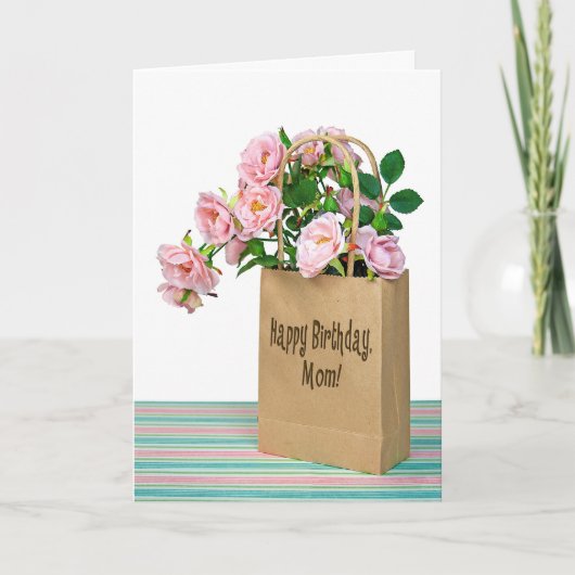 Carte Roses d'anniversaire rose pour maman (Devant)