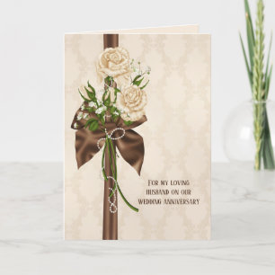 Carte roses d'anniversaire sur damask
