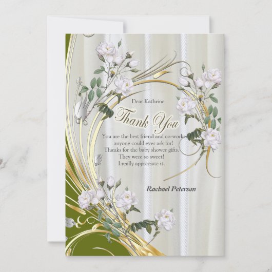 Carte Roses d'aquarelle blanche peints sur la soie de ch (Devant)