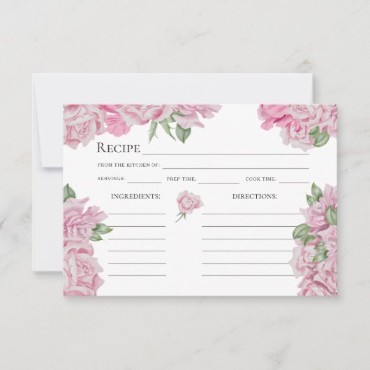 Carte Roses d'aquarelle - recette de douche nuptiale (Devant)