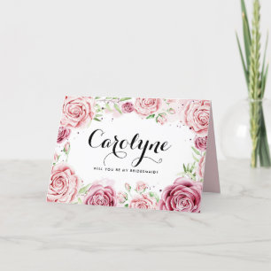 Carte Roses D'Aquarelle Rose Serez-Vous Ma Femme D'Accue