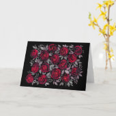 Carte Roses d'aquarelle, roses rouges sur noir (Fleur jaune)