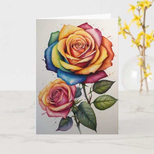 Carte Roses d'aquarelle vierge (Fleur jaune)