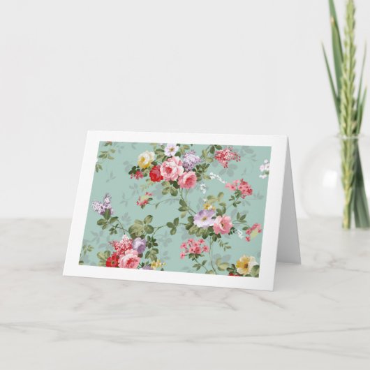 Carte Roses de chou sur bleu-clair (Devant)
