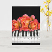 Carte Roses de clavier de piano et notes de musique (Fleur jaune)