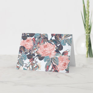 Carte roses de couleur pêche merci