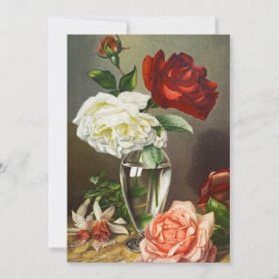 Carte Roses de jardin vintage dans un vase en verre