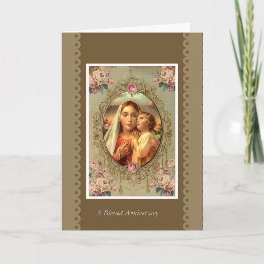 CARTE ROSES DE JÉSUS D'ENFANT DE CHAPELET DE VIERGE (Devant)