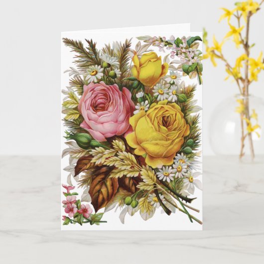 Carte Roses de joyeux anniversaire (Fleur jaune)