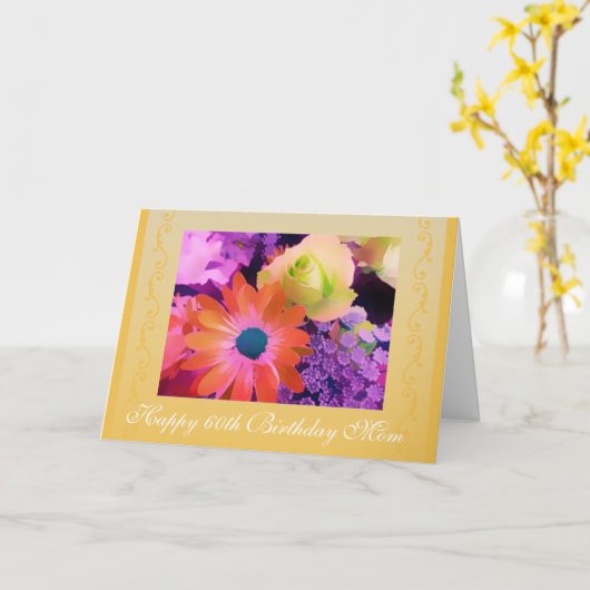 Carte Roses de maman à 60 ans (Fleur jaune)