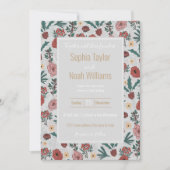 Carte Roses de Noël Berries Floral Grey Motif (Devant)