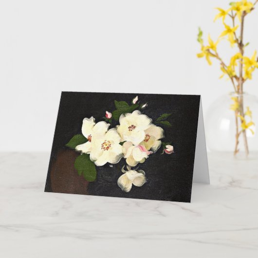 Carte Roses de Noël, peinture d'art fin (Fleur jaune)