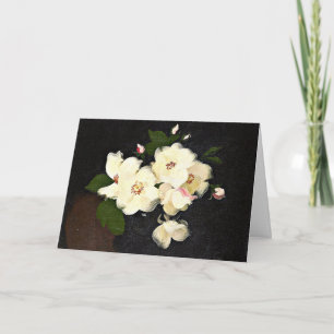 Carte Roses de Noël, peinture d'art fin