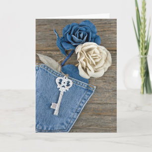 Carte Roses Denim à poche