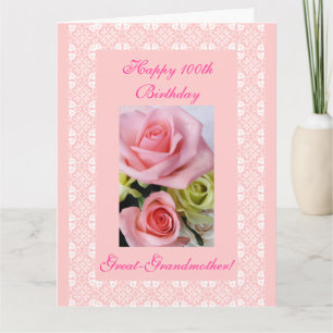 Carte Roses du 100e anniversaire de la Grande-mère BIG