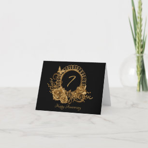 Carte Roses en cuivre élégantes traditionnelles 7e anniv