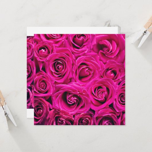 Carte Roses en fleurs roses profondes (Devant/Arrière en situation)