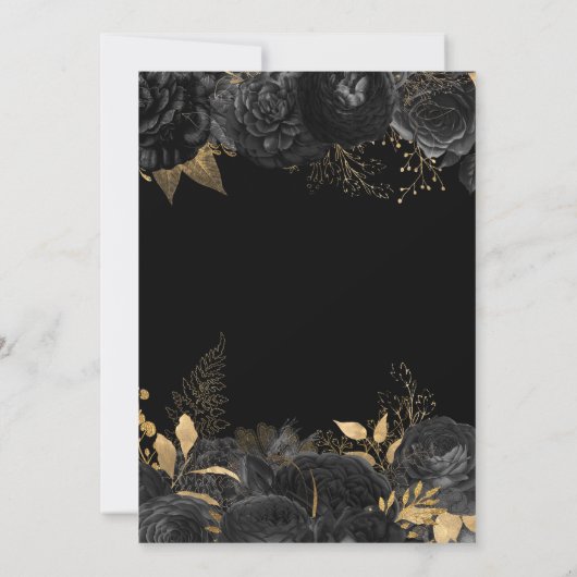 Carte roses en or noir enregistrer l'invitation de date (Dos)