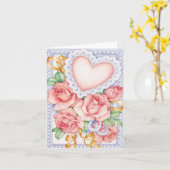 Carte Roses et cœur (Fleur jaune)