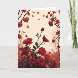 Carte Roses et coeurs Saint-Valentin