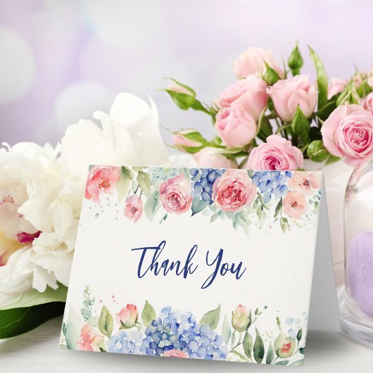 Carte Roses Et Hydrangeas Aquarelle Merci