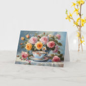 Carte Roses et tasse à thé  (Fleur jaune)