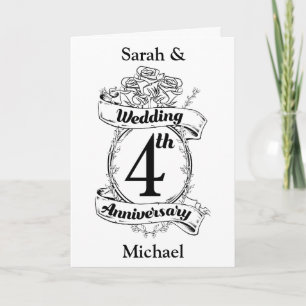 Carte Roses et vignes Romantique 4e anniversaire Mariage