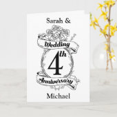 Carte Roses et vignes romantiques 4e anniversaire de mar (Fleur jaune)