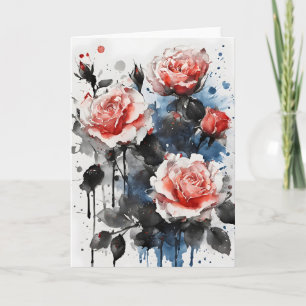 Carte Roses - Fleurs à l'aquarelle