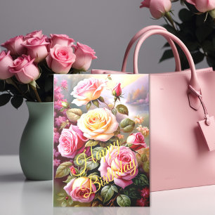 Carte Roses Florales Aquarelles Rose Clair Jaune