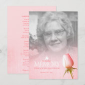 Carte Roses funéraires rose poème de souvenir (Devant / Derrière)