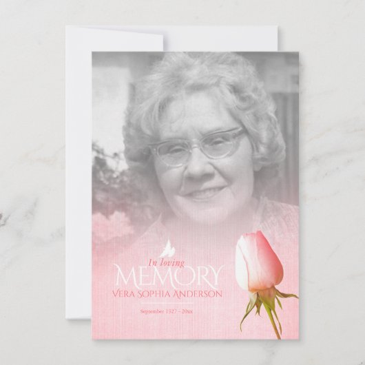 Carte Roses funéraires rose poème de souvenir (Devant)