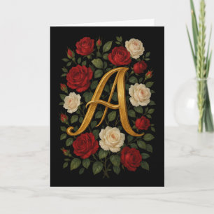 Carte Roses grimpantes enchantées initiale « A »