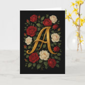 Carte Roses grimpantes enchantées initiale « A » (Fleur jaune)