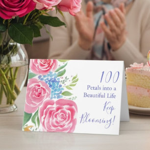 Carte Roses Lâches à l'aquarelle & Hydrangea 100e Anniv
