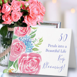 Carte Roses Lâches à l'aquarelle & Hydrangea 30e Anniver