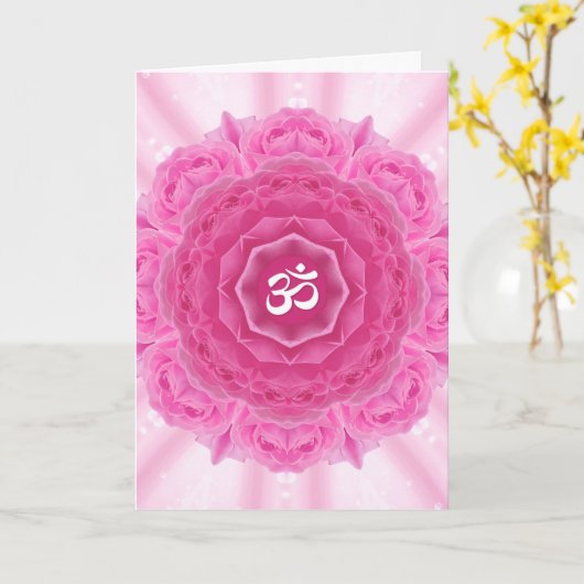 Carte Roses Mandala, Greeting Card (Fleur jaune)