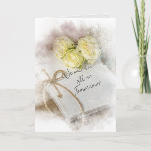 Carte roses mariages sur le journal blanc (Devant)
