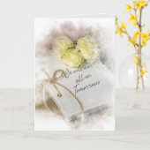 Carte roses mariages sur le journal blanc (Fleur jaune)