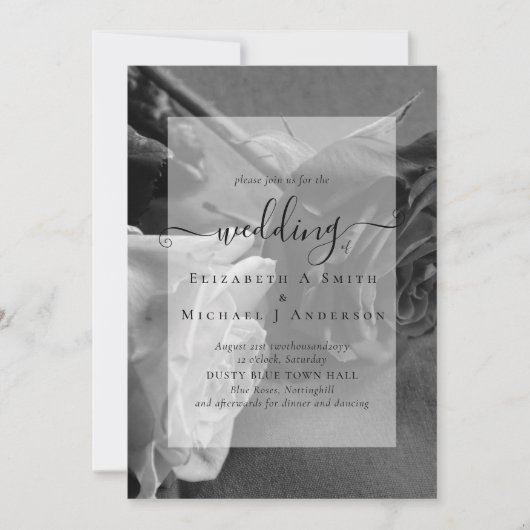 Carte Roses noires et blanches gothiques Mariage gothiqu (Devant)