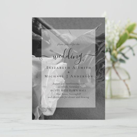 Carte Roses noires et blanches gothiques Mariage gothiqu (Debout devant)