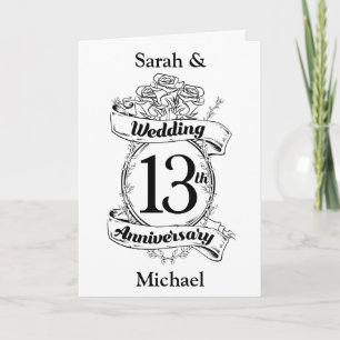 Carte Roses romantiques 13ème treizième anniversaire de