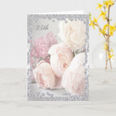Carte Roses romantiques et diamants 75e anniversaire (Fleur jaune)