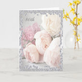 Carte Roses romantiques et diamants 80e anniversaire (Fleur jaune)