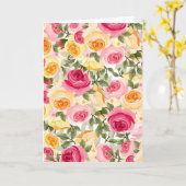 Carte Roses rose et jaune Ferme Shabby Chic Floral (Fleur jaune)