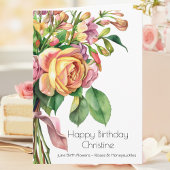 Carte Roses Rose Peach Fleur de naissance de juin Joyeux